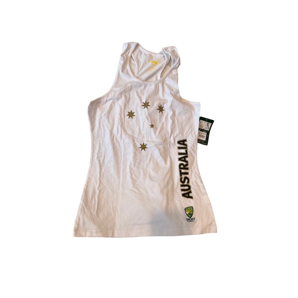 Cricket Australia White Tank Top Womans L 14